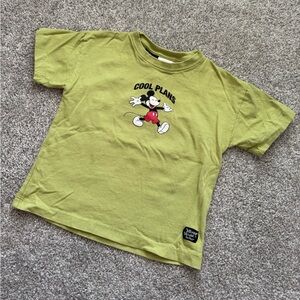 Zara Green Short Sleeve Tee with Mickey Mouse Graphic